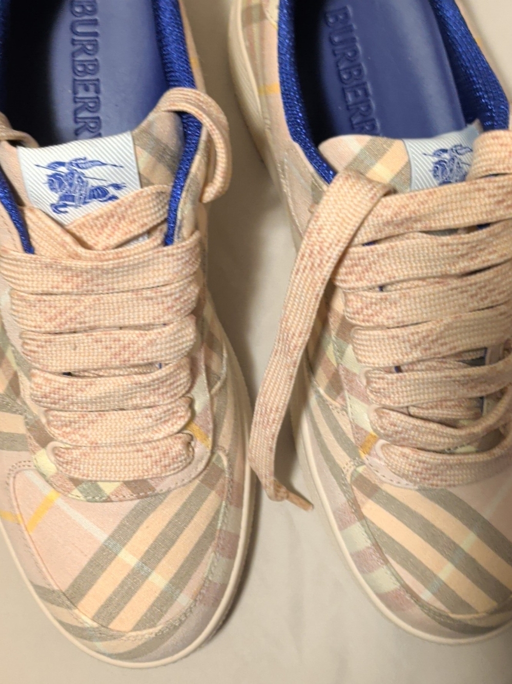 Burberry Women's Pink Check Canvas Sneakers